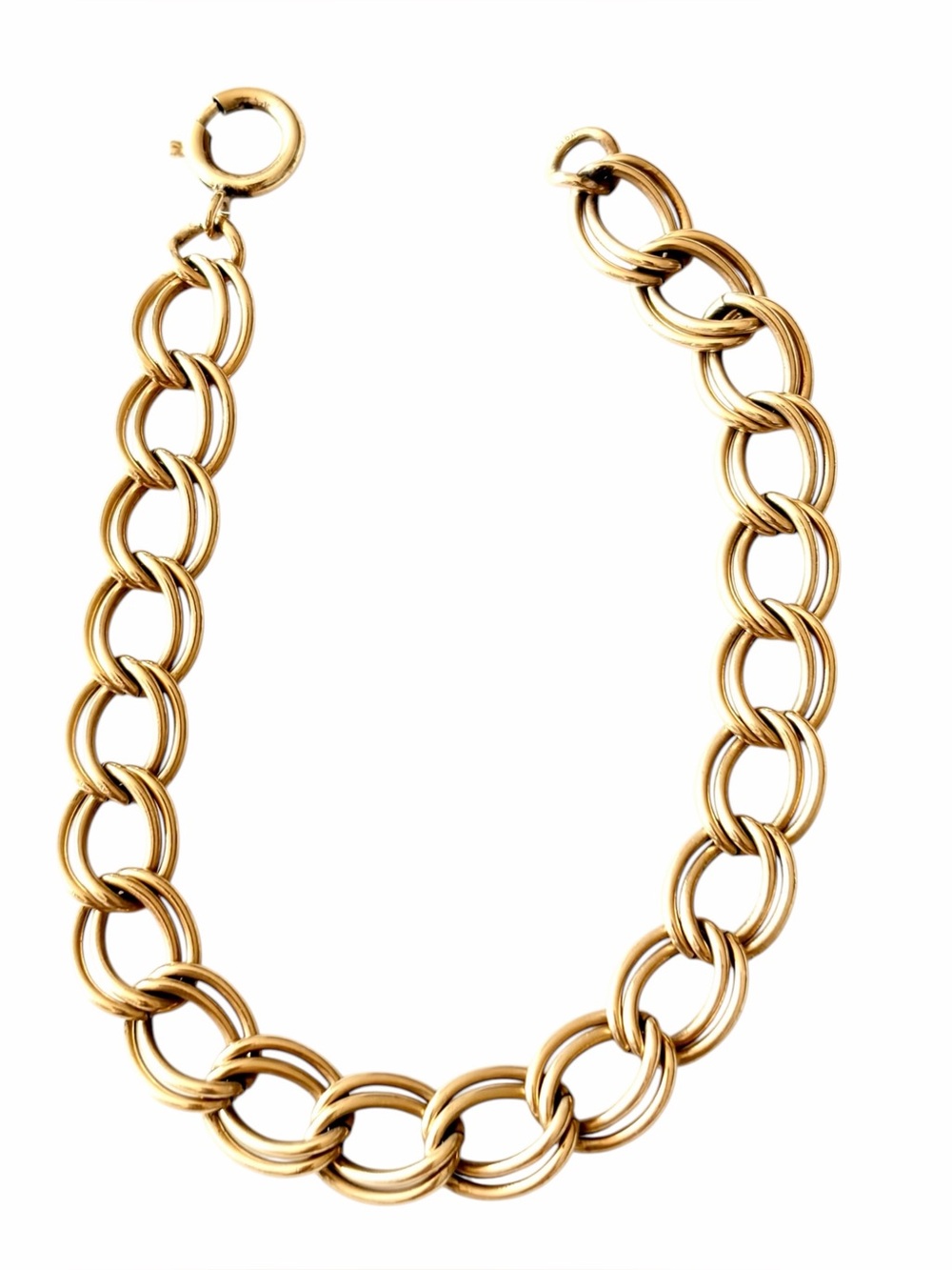 Vintage Eton 12K Gold Filled Double Link Charm Bracelet 1960s 7.5 Inches